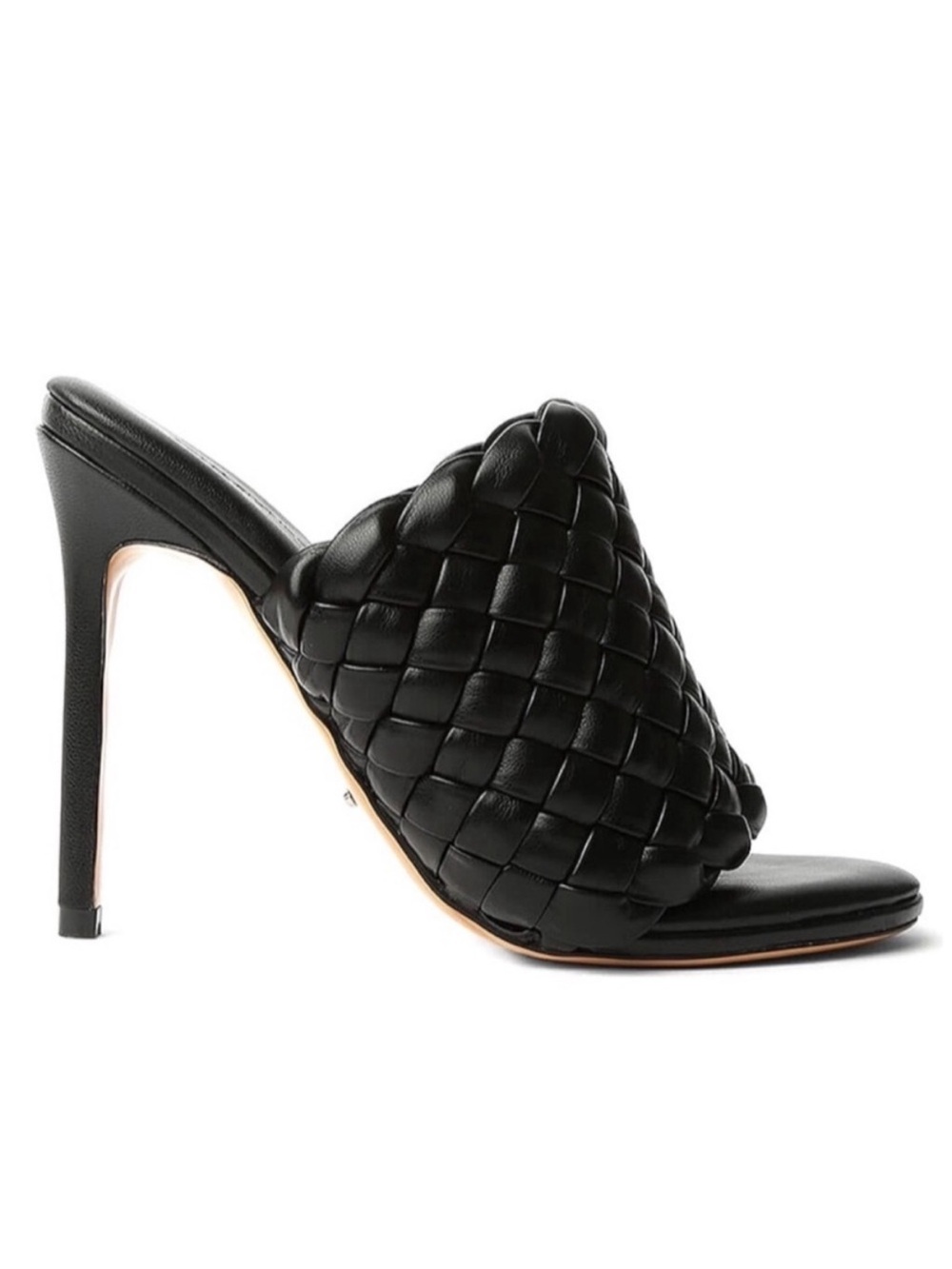 Tony Bianco Black Woven Leather High Heel Mule